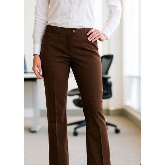 Ann Taylor Curvy Dress Pants Womens Sz 16 Brown Wide Leg Stretch Career Comfort - Picture 1 of 8